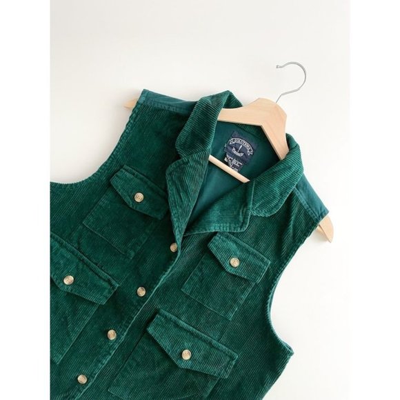 Vintage Emerald Green Corduroy Vest, 90’s, Preppy - Picture 1 of 7